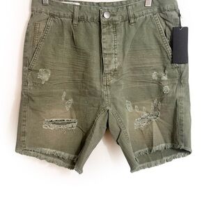 New One Teaspoon Olive Distressed Men's Shorts